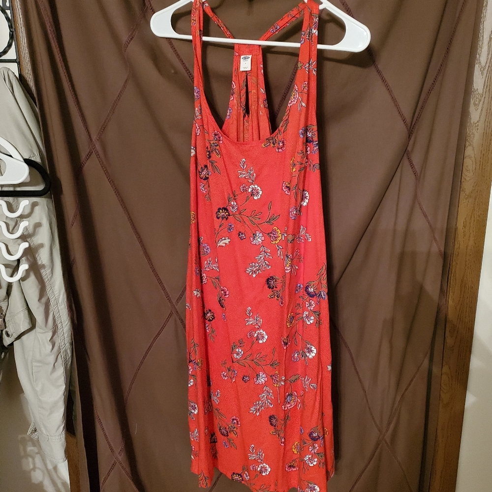 Old Navy Red Dress with flowers on it